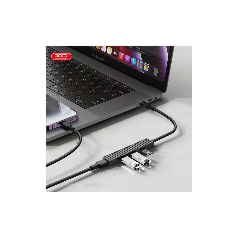 Концентратор XO USB-C 4-in-1 порти XO HUB014B.black (HUB014B.black) - фото 5