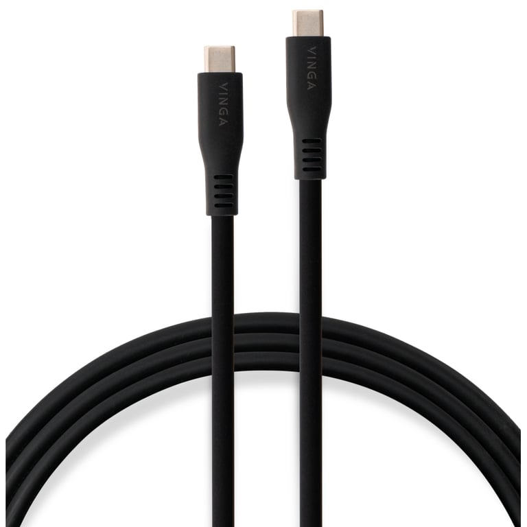 Дата кабель USB-C to USB-C 1.2m UBS3.2 Gen2 10G 100W Chip Silicon Black Vinga (VCPDCCC31012SB) - фото 1