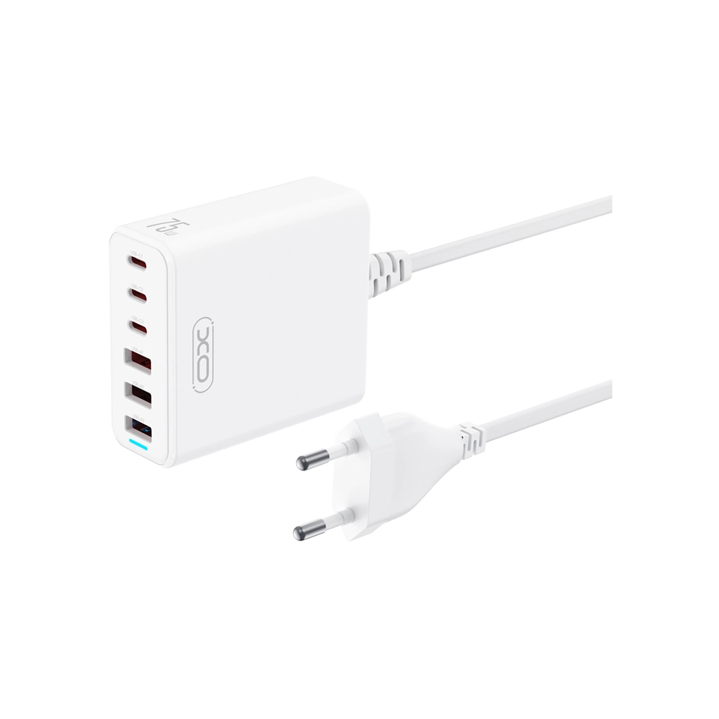 Зарядний пристрій XO L133 3xUSB-A + 3xUSB-C 75W White (L133.white)