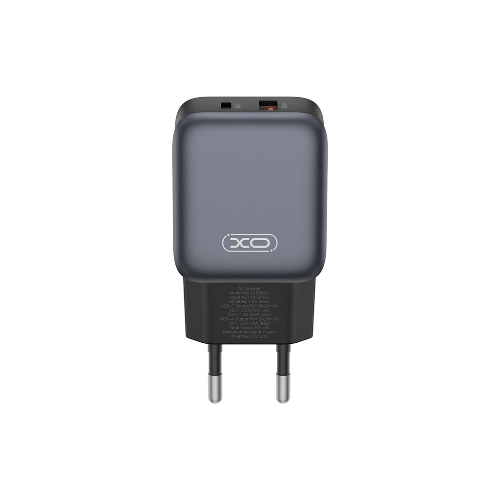 Зарядний пристрій XO L156 USB-C PD30W + USB-A QC3.0 Black (L156.black) - фото 2 Зарядний пристрій XO L156 USB-C PD30W + USB-A QC3.0 Black (L156.black) - фото 2