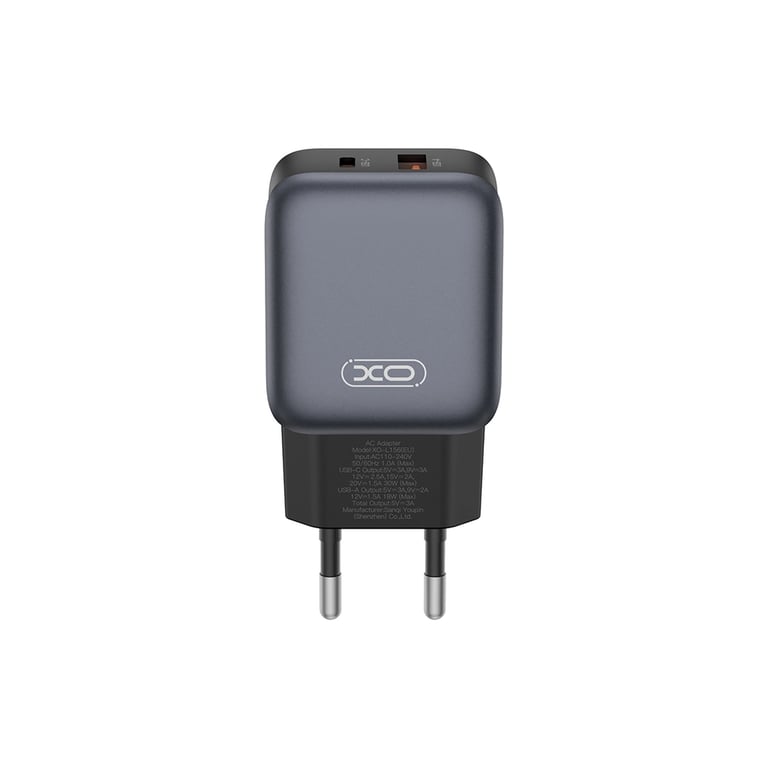 Зарядний пристрій XO L156 USB-C PD30W + USB-A QC3.0 Black (L156.black) - фото 2