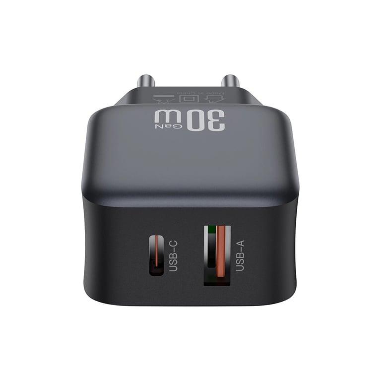 Зарядний пристрій XO L156 USB-C PD30W + USB-A QC3.0 Black (L156.black) - фото 3