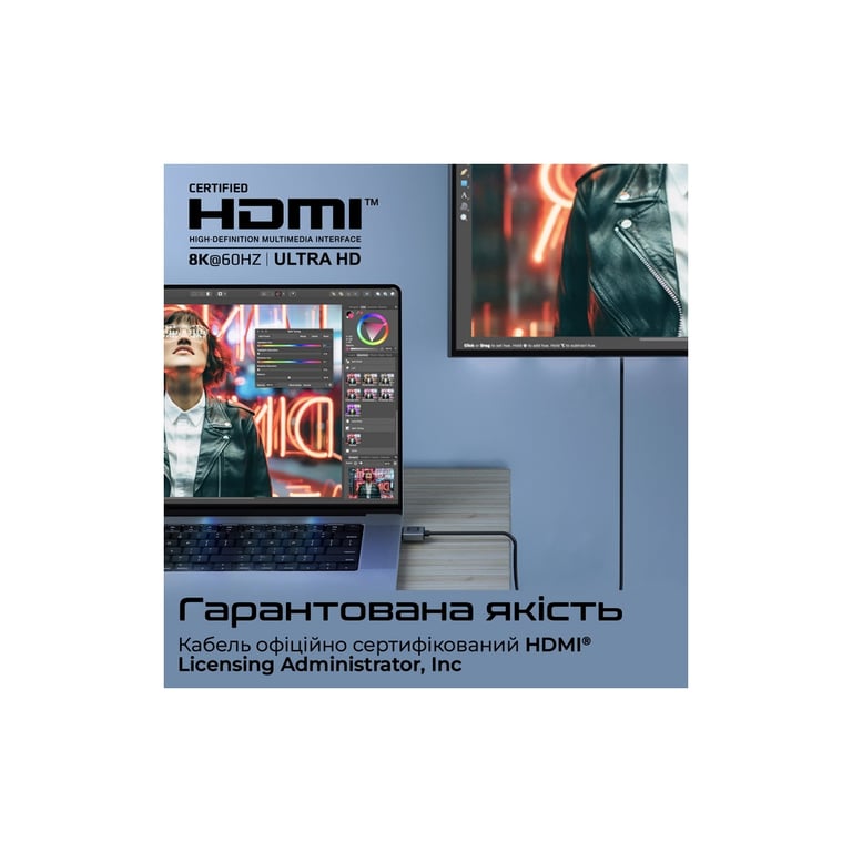 Кабель мультимедійний HDMI M to HDMI M 1.5m V2.1 grey Promate (primelink8k-150.grey) - фото 7