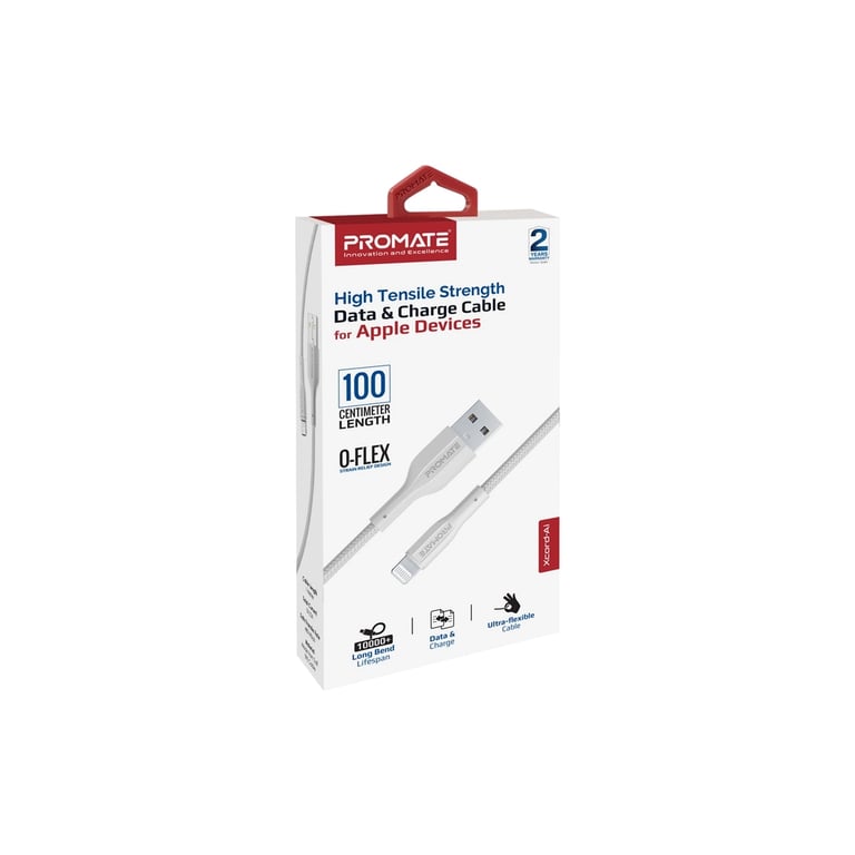 Дата кабель USB 2.0 AM to Lightning 1.0m 2A xCord-Ai white Promate (xcord-ai.white) - фото 2