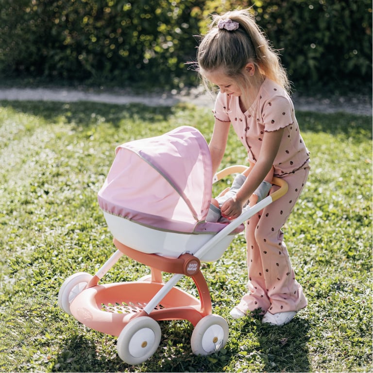 Коляска для ляльок Smoby Baby Nurse Теракотова пудра, люлька з корзиною, 18 міс.+ (7600254124) - фото 4