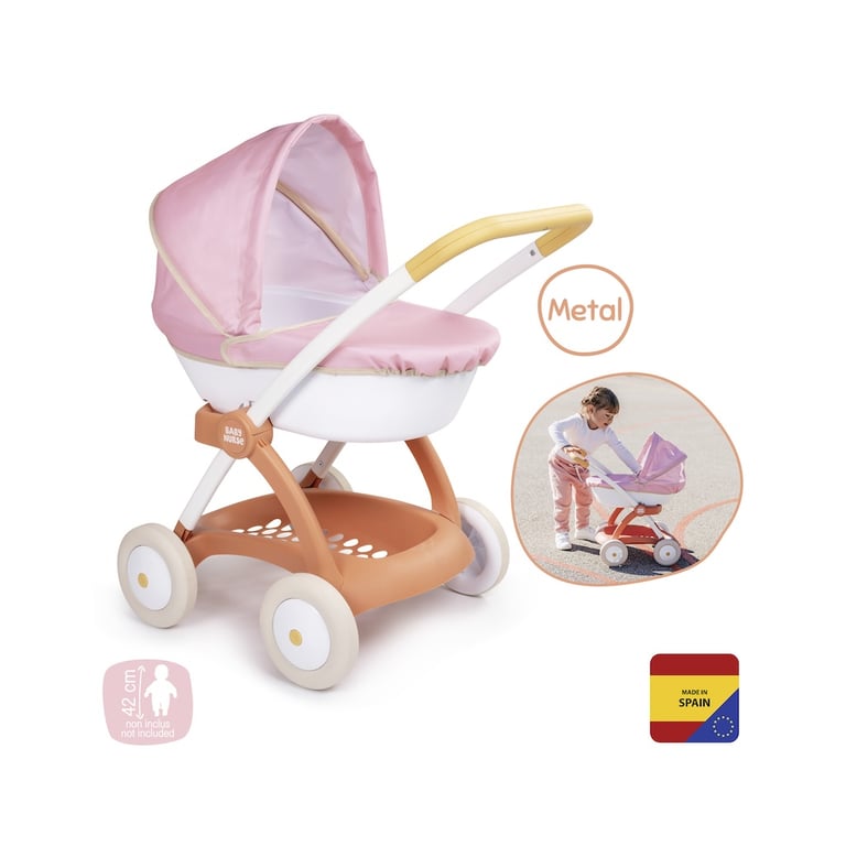 Коляска для ляльок Smoby Baby Nurse Теракотова пудра, люлька з корзиною, 18 міс.+ (7600254124) - фото 6