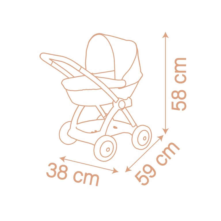 Коляска для ляльок Smoby Baby Nurse Теракотова пудра, люлька з корзиною, 18 міс.+ (7600254124) - фото 7