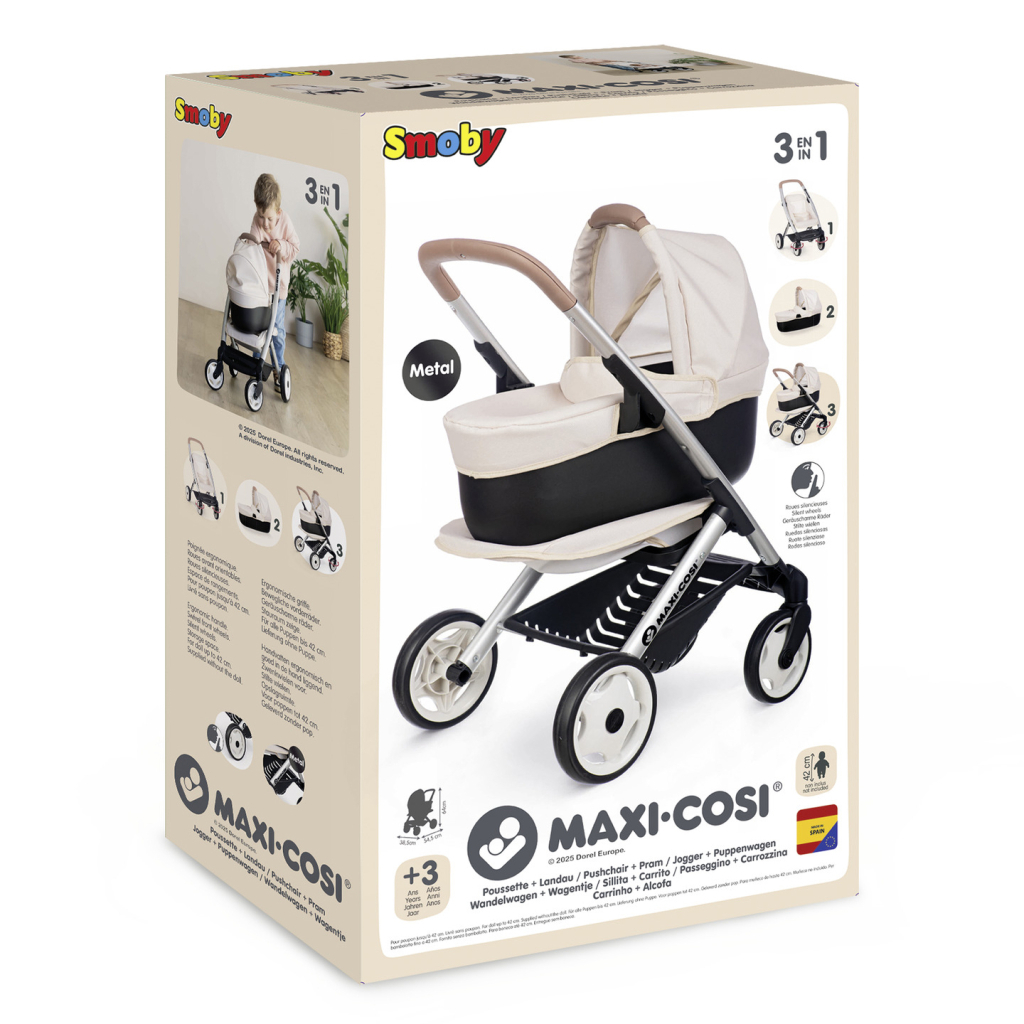 Коляска для ляльок Smoby Maxi-Cosi 3 в 1. Айворі зі знімною люлькою, 55 x 39 x 64 см, 3+ (7600253122) - фото 2 Коляска для ляльок Smoby Maxi-Cosi 3 в 1. Айворі зі знімною люлькою, 55 x 39 x 64 см, 3+ (7600253122) - фото 2