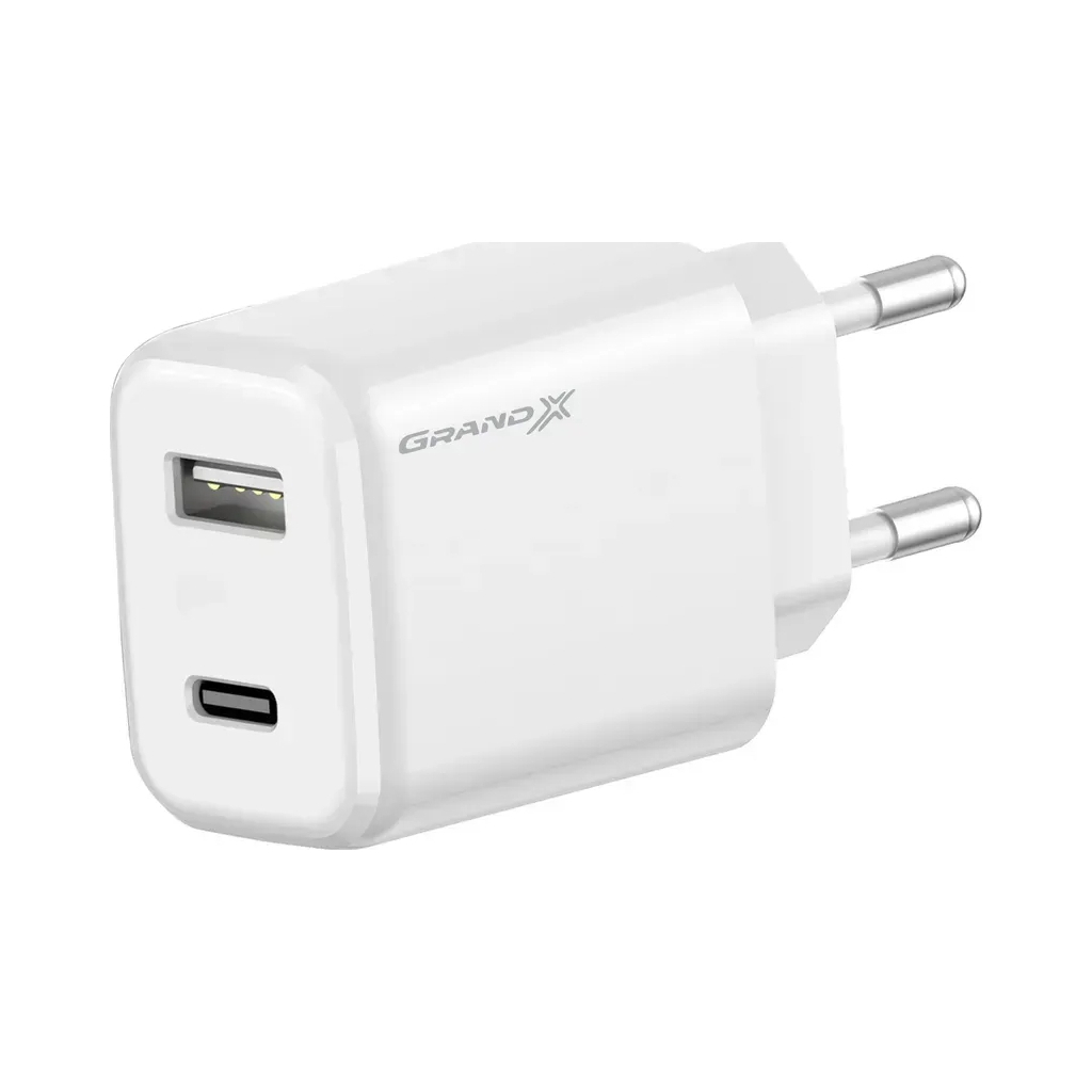 Зарядний пристрій Grand-X CH-890 Fast Charge 1xUSB-C PD20W + 1xUSB QC4.0 + AFC SCP FCP Black (CH-890) - фото 1