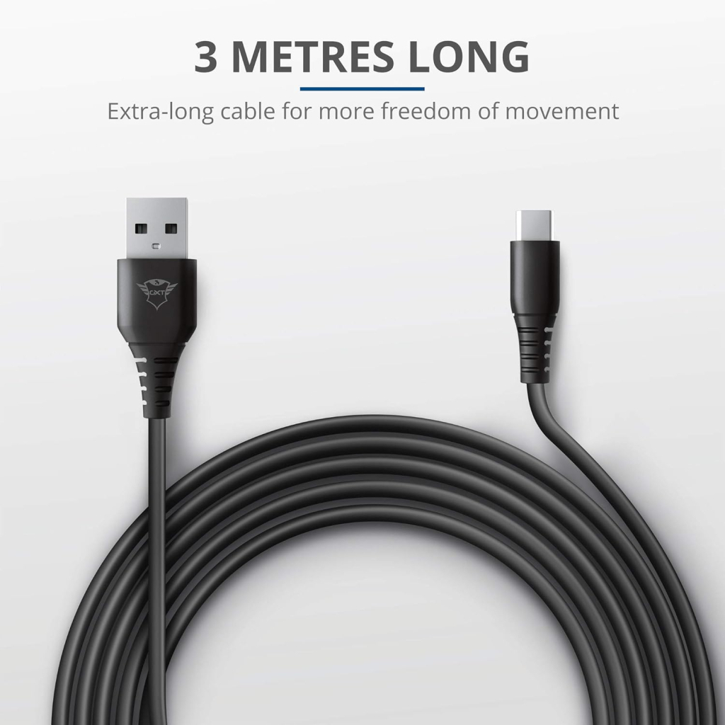 Дата кабель USB 2.0 AM to USB-C 3.0m GXT 226 for PS5 black Trust (24168_TRUST) - фото 4 Дата кабель USB 2.0 AM to USB-C 3.0m GXT 226 for PS5 black Trust (24168_TRUST) - фото 4