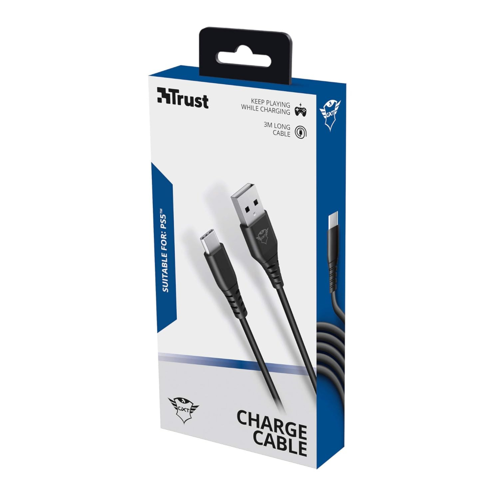 Дата кабель USB 2.0 AM to USB-C 3.0m GXT 226 for PS5 black Trust (24168_TRUST) - фото 7 Дата кабель USB 2.0 AM to USB-C 3.0m GXT 226 for PS5 black Trust (24168_TRUST) - фото 7