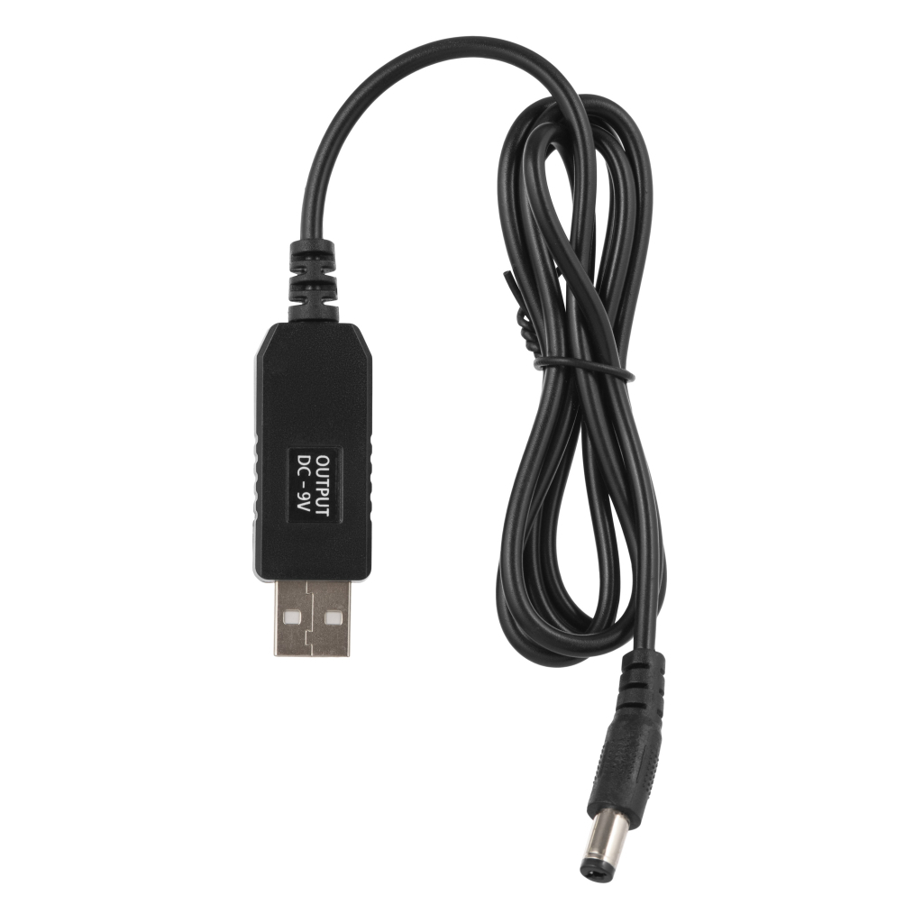Кабель живлення USB to DC 5.5x2.1mm 9V 1.0m 1.0A 2E (2E-CCAD9-BK) - фото 1