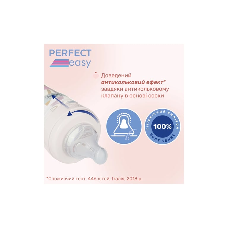 Пляшечка для годування Chicco Perfect Easy силіконова, від 0+ міс. повільний потік 150 мл, (20241.30) - фото 3