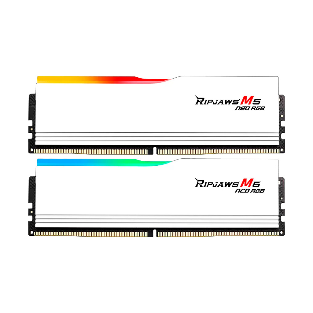Модуль пам'яті для комп'ютера DDR5 32GB (2x16GB) 6000 MHz Ripjaws M5 Neo RGB Matte White G.Skill (F5-6000J3636F16GX2-RM5NRW) - фото 1 Модуль пам'яті для комп'ютера DDR5 32GB (2x16GB) 6000 MHz Ripjaws M5 Neo RGB Matte White G.Skill (F5-6000J3636F16GX2-RM5NRW) - фото 1