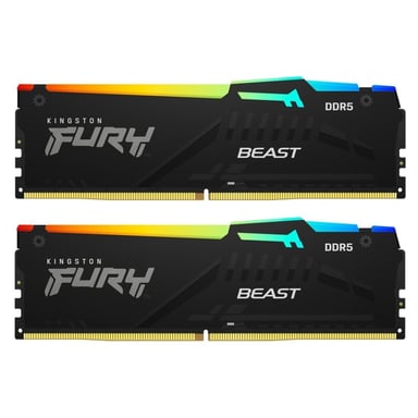 Модуль памяті для компютера DDR5 64GB (2x32GB) 5200 MHz Beast RGB EXPO Black Kingston Fury (ex.HyperX) (KF552C40BB2AK2-64)