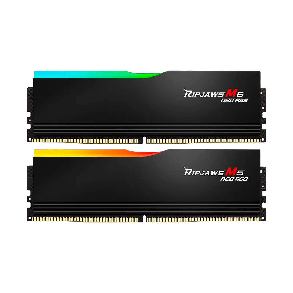 Модуль пам%27яті для комп%27ютера DDR5 64GB (2x32GB) 6000 MHz Ripjaws M5 Neo RGB Matte Black G.Skill (F5-6000J3636F32GX2-RM5NRK) Модуль пам%27яті для комп%27ютера DDR5 64GB (2x32GB) 6000 MHz Ripjaws M5 Neo RGB Matte Black G.Skill (F5-6000J3636F32GX2-RM5NRK)