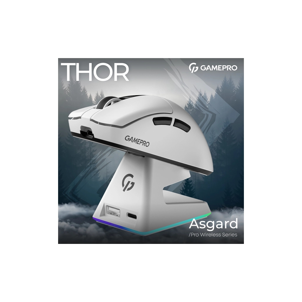 Мишка GamePro Asgard Thor Wireless/Bluetooth/USB White (GM023W) - фото 6 Мишка GamePro Asgard Thor Wireless/Bluetooth/USB White (GM023W) - фото 6