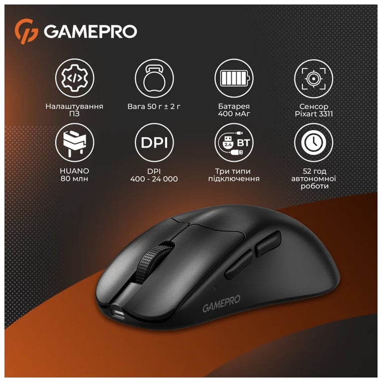 Мишка GamePro Genesis Avenger Wireless/Bluetooth/USB Black (GM096B) - фото 4