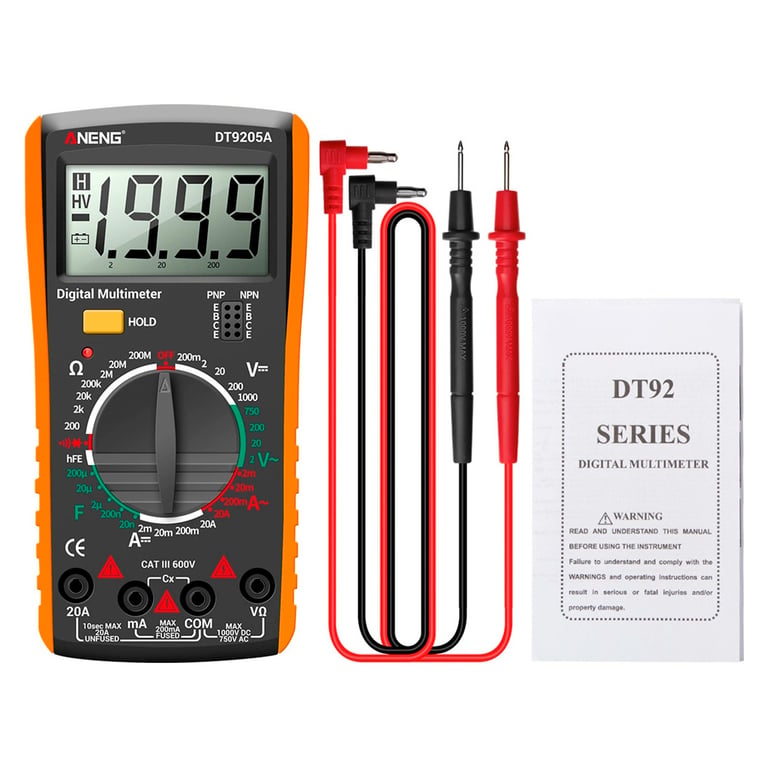 Цифровий мультиметр ANENG DT9205A, V, A, R, C, T, функція hFE (DT9205A) - фото 2