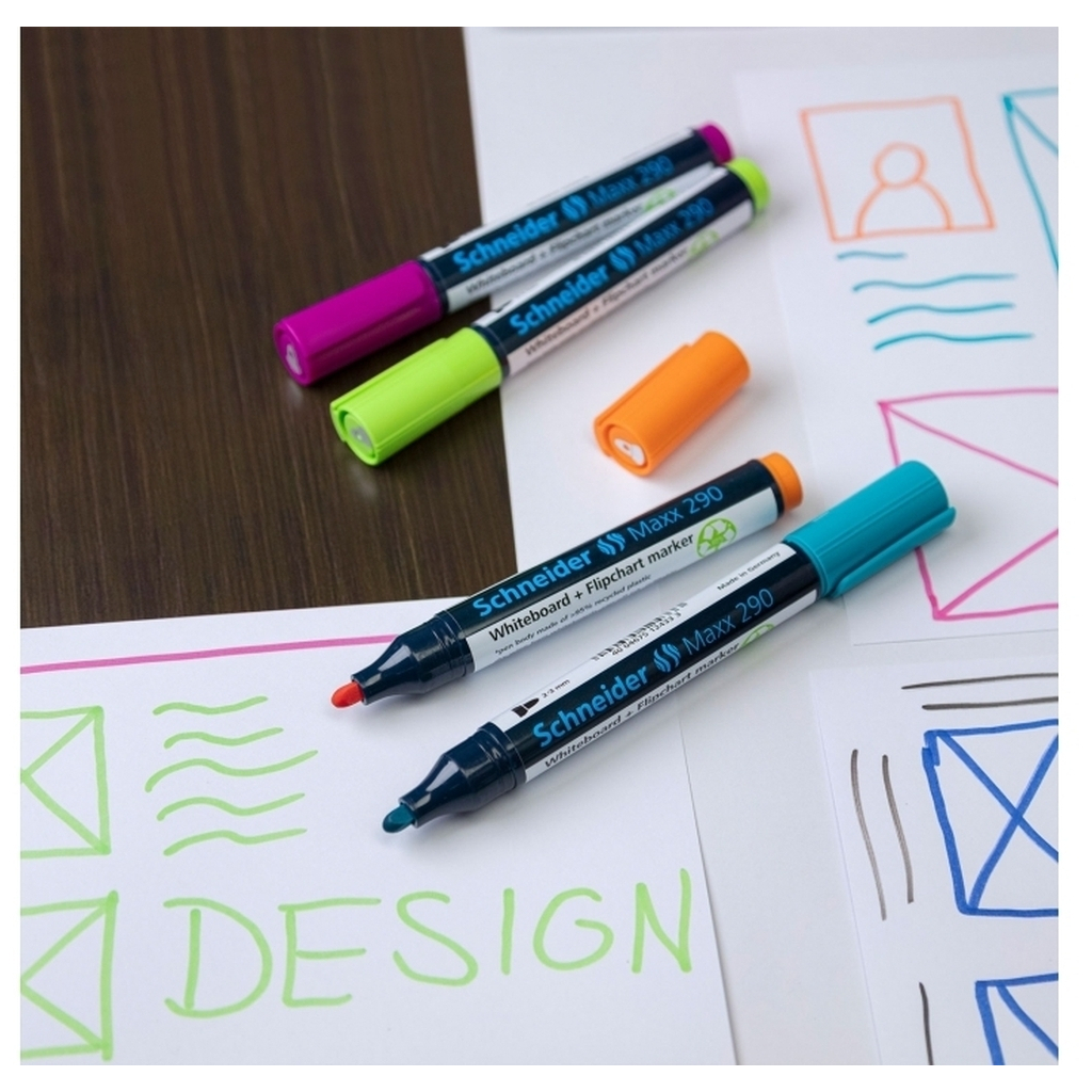Набір маркерів Schneider 4 маркери для дошок та фліпчартів MAXX 290 в блістері (S129094) - фото 4 Набір маркерів Schneider 4 маркери для дошок та фліпчартів MAXX 290 в блістері (S129094) - фото 4