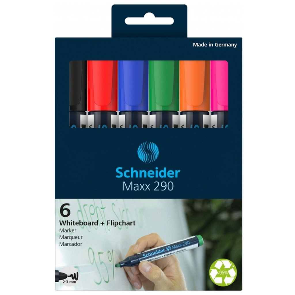 Набір маркерів Schneider 6 маркерів для дошок та фліпчартів MAXX 290 в блістері (S129096) - фото 1 Набір маркерів Schneider 6 маркерів для дошок та фліпчартів MAXX 290 в блістері (S129096) - фото 1