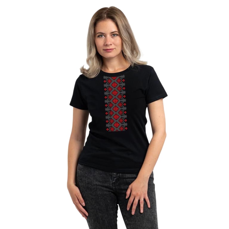 Футболка Sol's Regent Women Вишиванка вертикально чорний S (01825309/313S) - фото 1