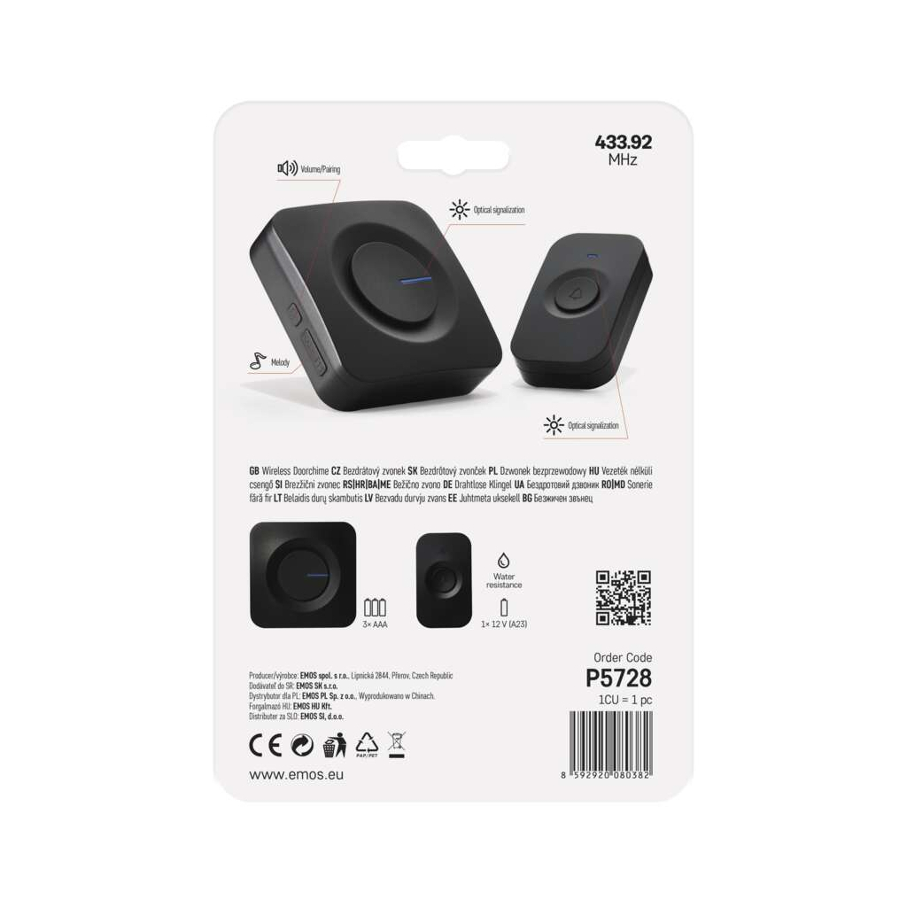 Дверний дзвінок EMOS бездротовий P5728 з кнопкою (P5728) - фото 11 Дверний дзвінок EMOS бездротовий P5728 з кнопкою (P5728) - фото 11