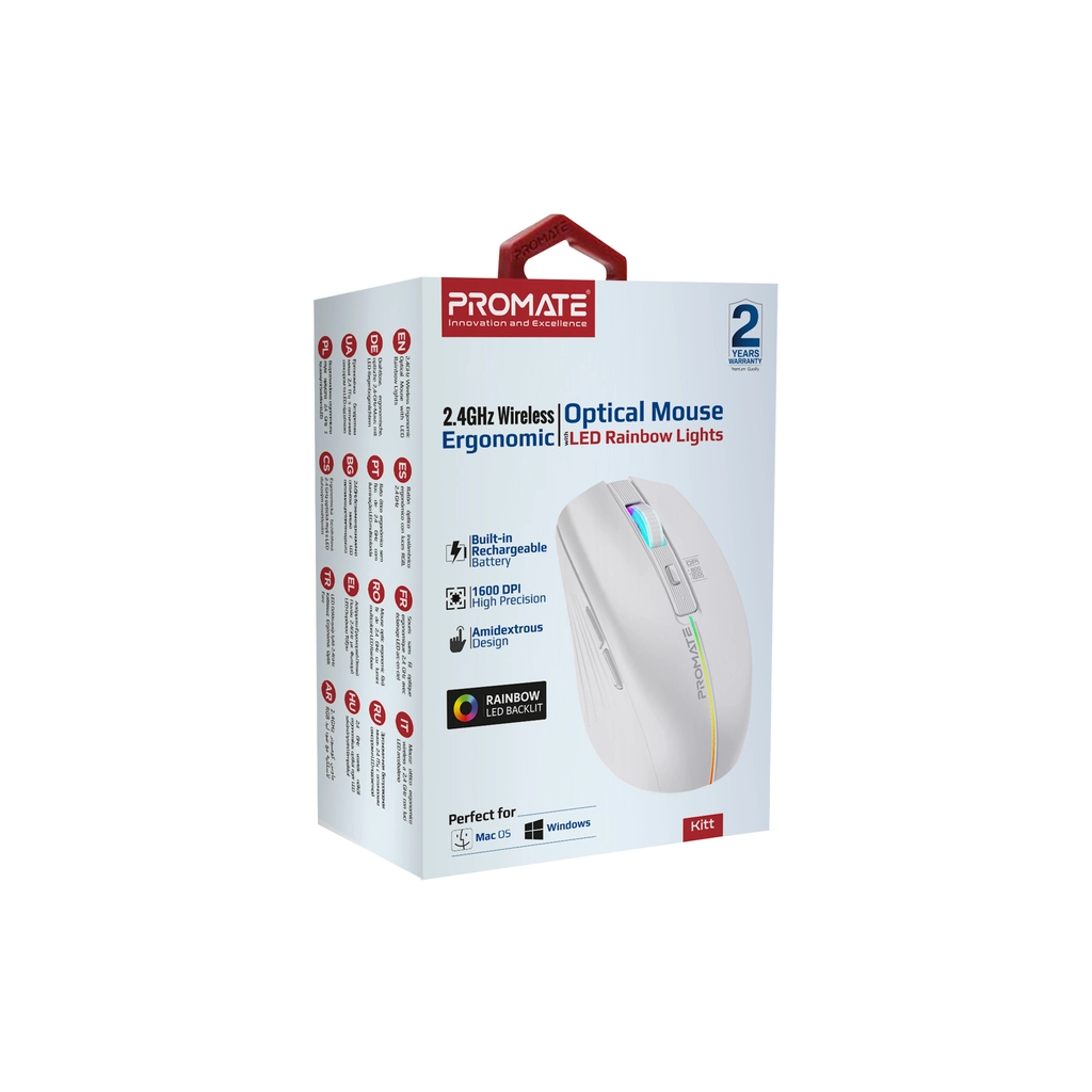 Мишка Promate Kitt Wireless White (kitt.white) - фото 7 Мишка Promate Kitt Wireless White (kitt.white) - фото 7