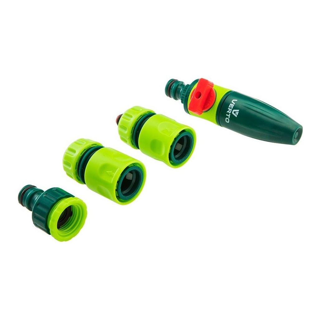 Набір для поливу Verto 1/2", зрошувач прямий, 2 конектори для шланга, конектор для крана 1/2"-3/4" (15G711) - фото 1