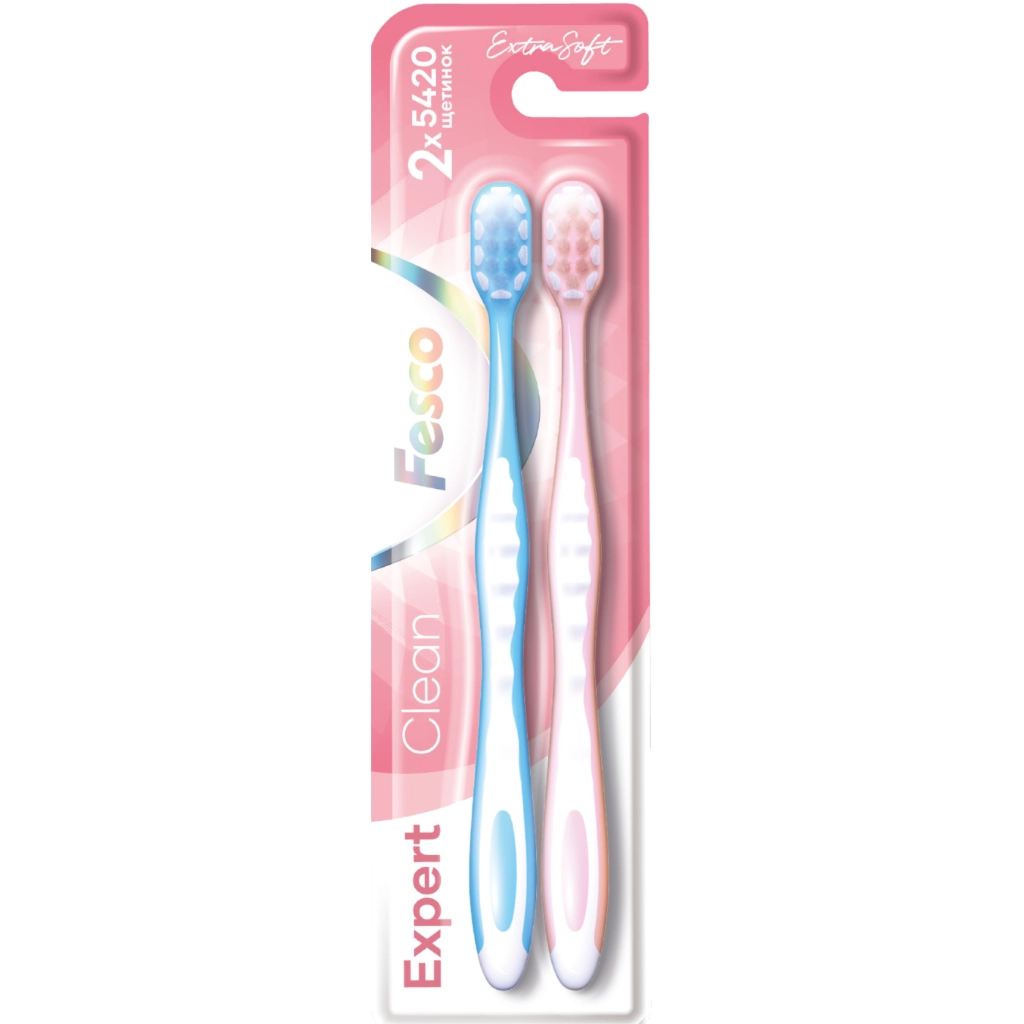 Зубна щітка Fesco Expert Clean Extra Soft Блакитна 1 шт. + Рожева 1 шт. (4820204702311) - фото 1 Зубна щітка Fesco Expert Clean Extra Soft Блакитна 1 шт. + Рожева 1 шт. (4820204702311) - фото 1