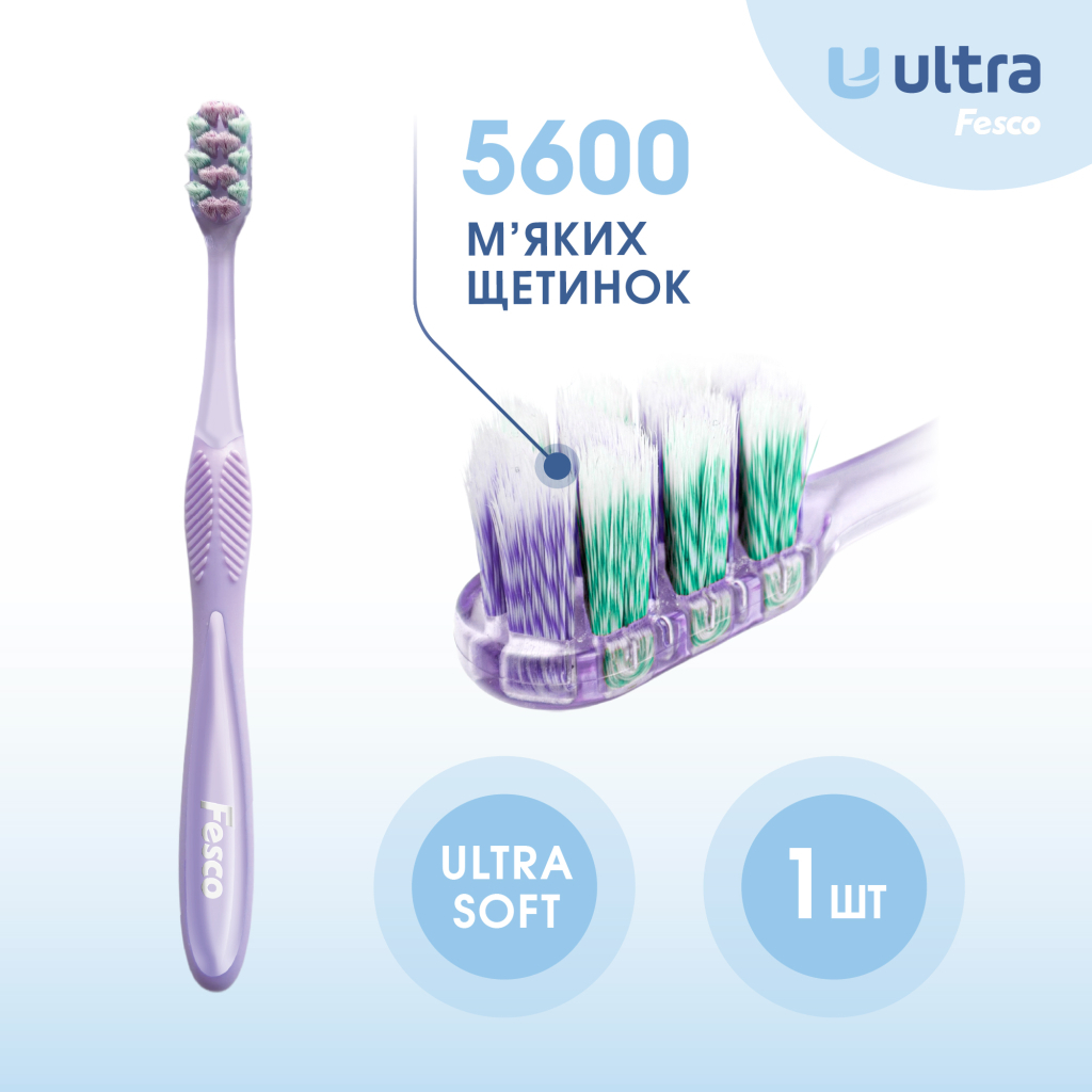 Зубна щітка Fesco Ultra Multi Brush Soft Фіолетова (4820204702106) - фото 3 Зубна щітка Fesco Ultra Multi Brush Soft Фіолетова (4820204702106) - фото 3