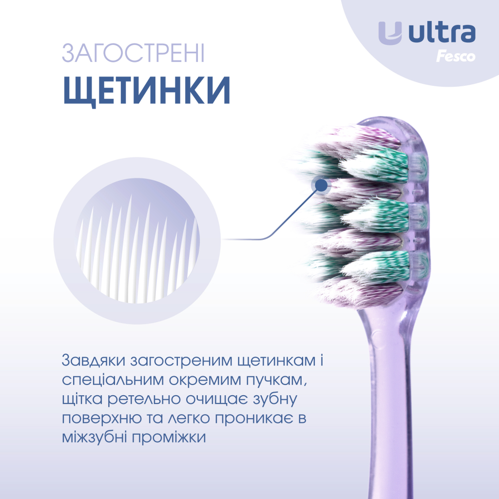 Зубна щітка Fesco Ultra Multi Brush Soft Фіолетова (4820204702106) - фото 4 Зубна щітка Fesco Ultra Multi Brush Soft Фіолетова (4820204702106) - фото 4