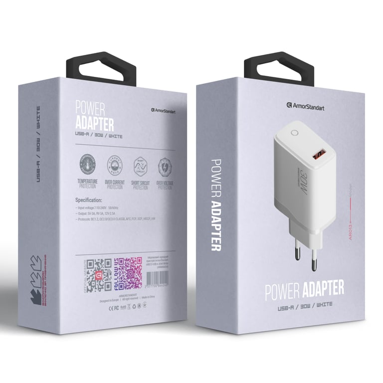 Зарядний пристрій Armorstandart AR013 USB-A 30W white (ARM84424) - фото 2