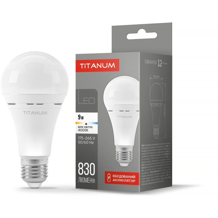 Лампочка TITANUM A68 9W E27 4000K 220V (TL-EMA68-09274) - фото 2
