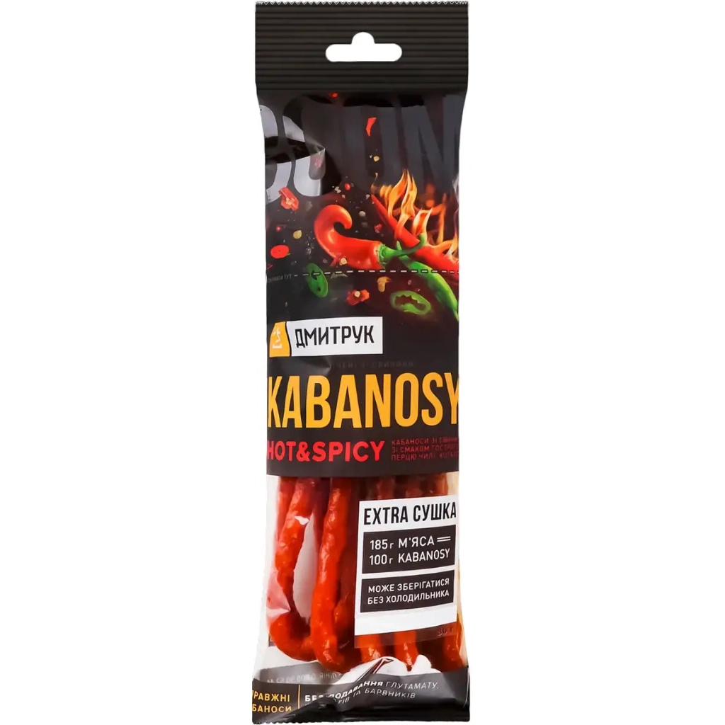 Мʼясні снеки Дмитрук Кабаноси Hot Spicy 80 г (4820247142389) - фото 1