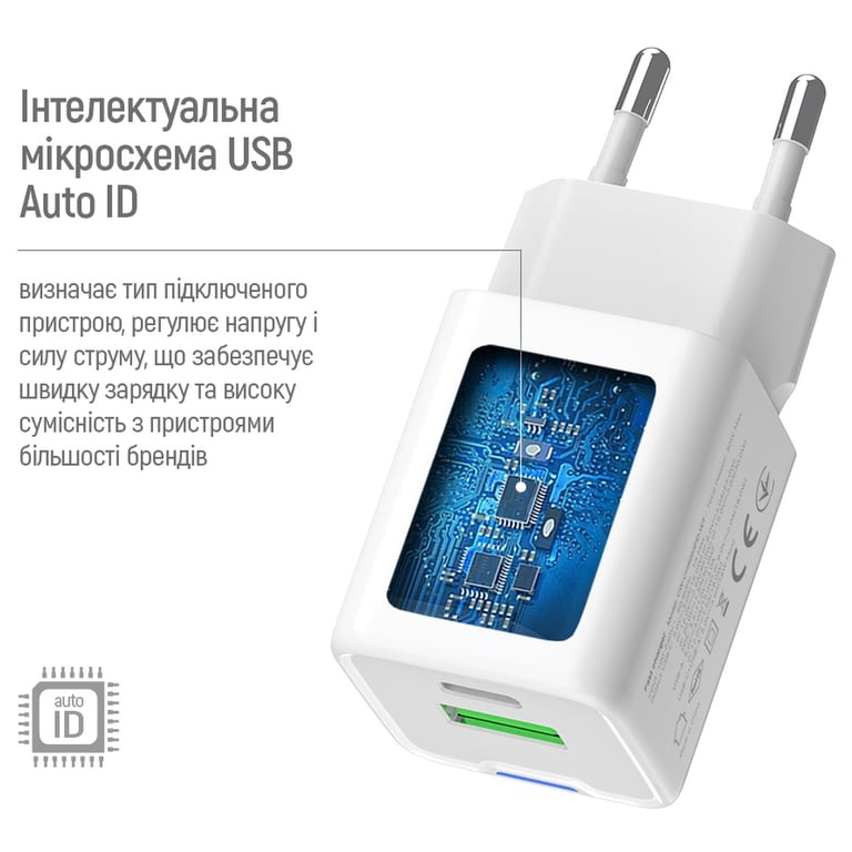 Зарядний пристрій ColorWay C101A GaN Mini 20W PD PPS USB-C + USB-A QC4.0 + cable USB-C to USB-C black (CW-CHS062PDC-WT) - фото 11