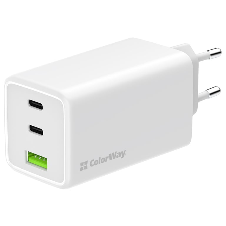 Зарядний пристрій ColorWay C101B GaN Mini 100W PD PPS 2xUSB-C + USB-A white (CW-CHS061PD-WT) - фото 1