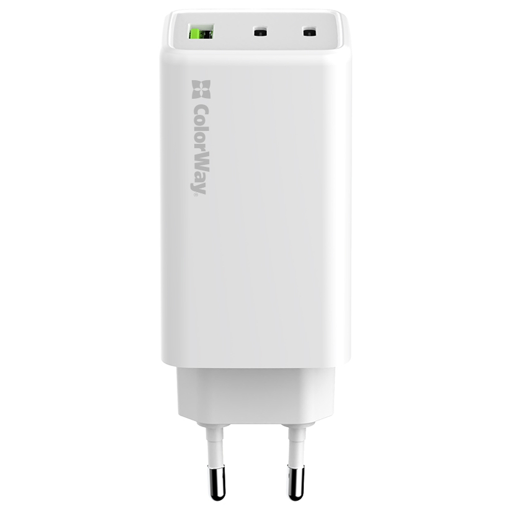 Зарядний пристрій ColorWay C101B GaN Mini 100W PD PPS 2xUSB-C + USB-A white (CW-CHS061PD-WT) - фото 3 Зарядний пристрій ColorWay C101B GaN Mini 100W PD PPS 2xUSB-C + USB-A white (CW-CHS061PD-WT) - фото 3