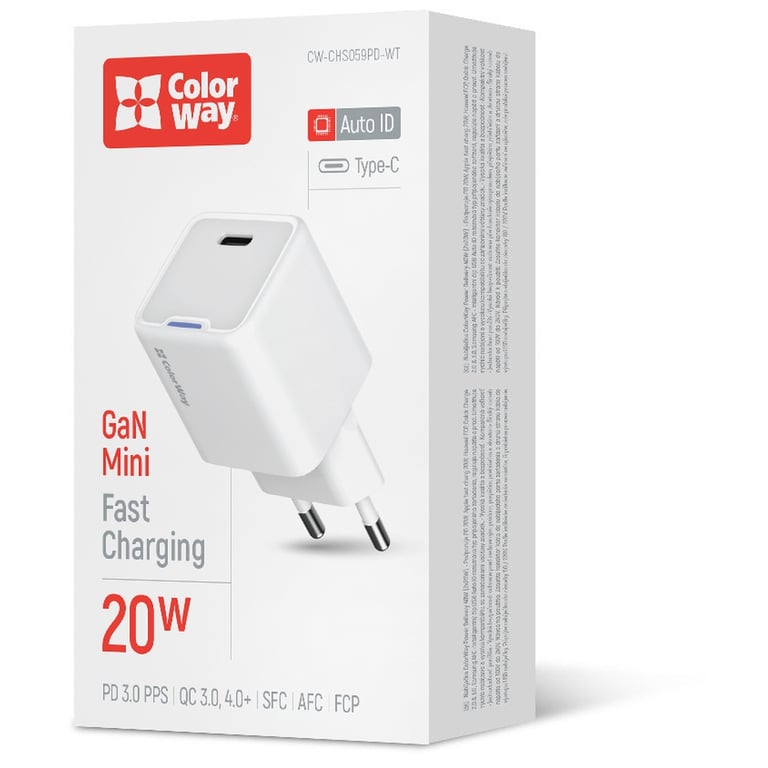 Зарядний пристрій ColorWay C101C GaN Mini 20W PD PPS USB-C white (CW-CHS059PD-WT) - фото 7