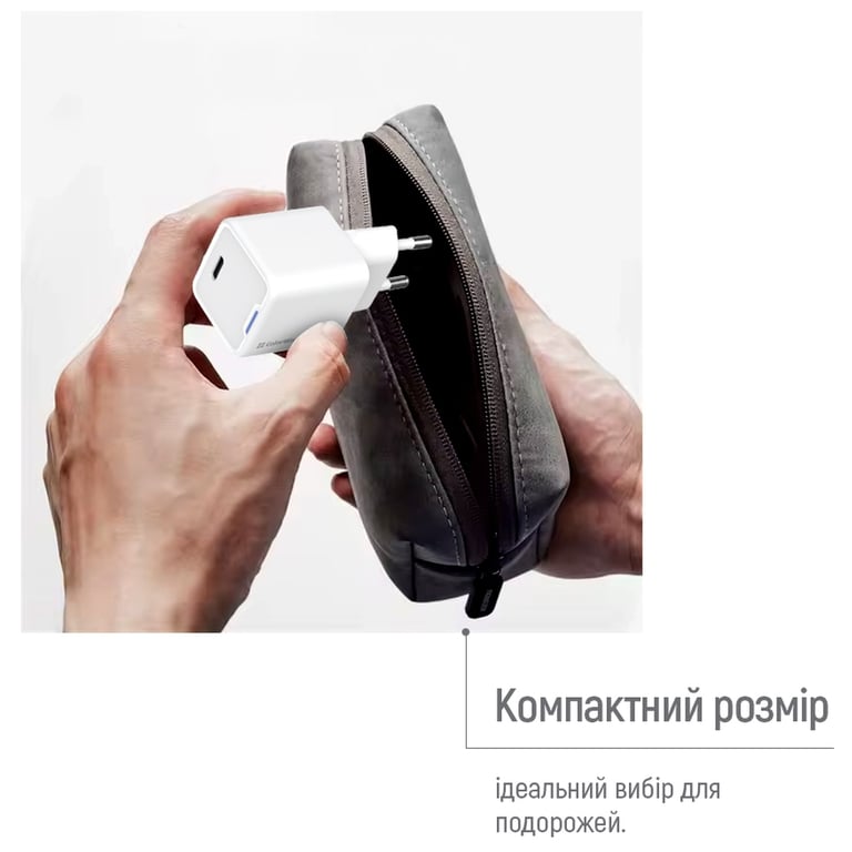 Зарядний пристрій ColorWay C101D GaN Mini 20W PD PPS USB-C + cable USB-C to Lightning white (CW-CHS059PDL-WT) - фото 12