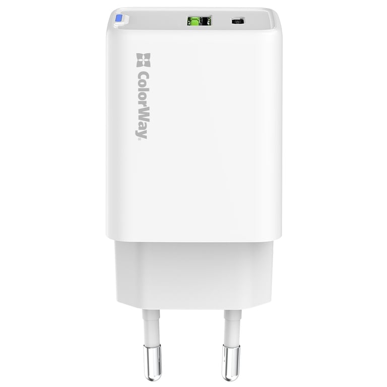 Зарядний пристрій ColorWay C101E GaN Mini 45W PD PPS USB-C + USB-A QC4.0 white (CW-CHS060PD-WT) - фото 3