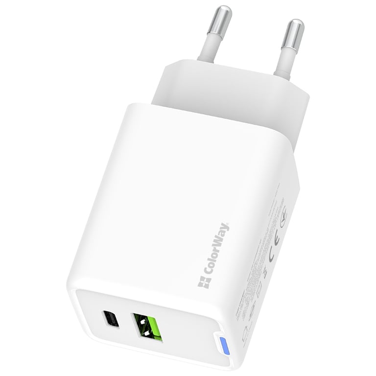 Зарядний пристрій ColorWay C101E GaN Mini 45W PD PPS USB-C + USB-A QC4.0 white (CW-CHS060PD-WT) - фото 5