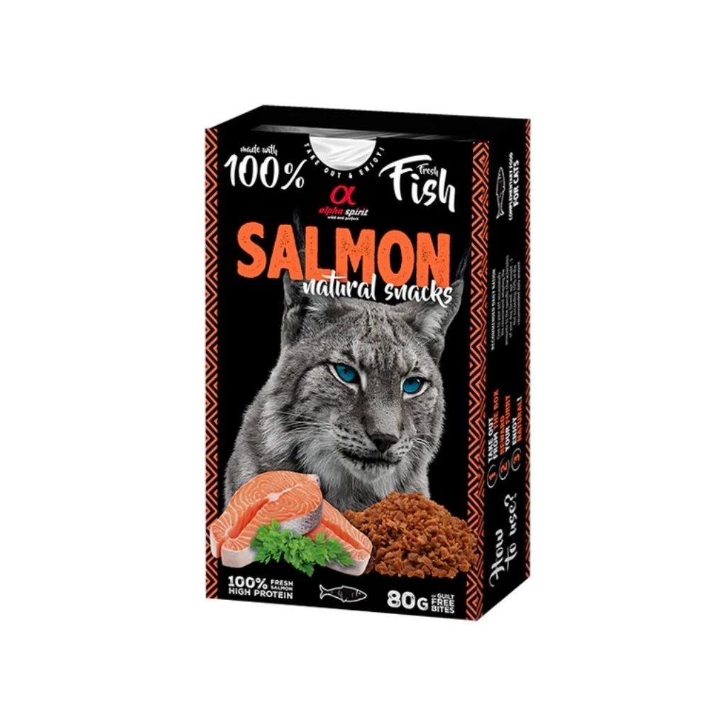 Ласощі для котів Alpha Spirit Cat Salmon Natural Snacks з лососем 80 г (8436586311773) Ласощі для котів Alpha Spirit Cat Salmon Natural Snacks з лососем 80 г (8436586311773)
