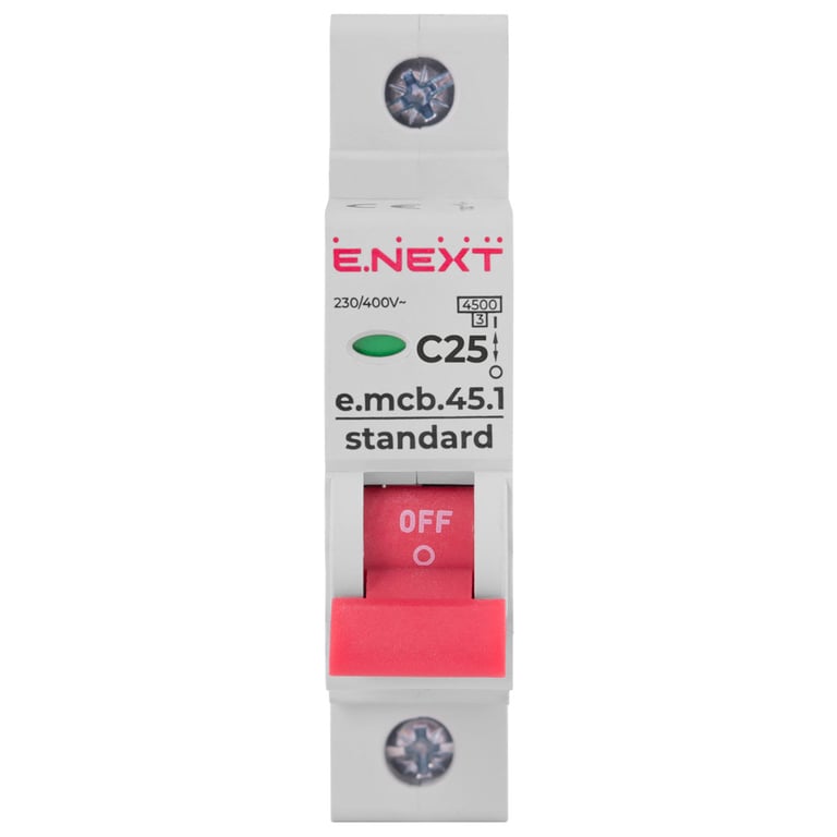 Автоматичний вимикач E.NEXT 1-п e.mcb.stand. 25А C ( 4,5кА) (s002010) - фото 2