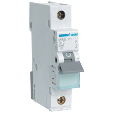 Автоматичний вимикач Hager 1-п. B 10A (6kA) 1M (A) (MBN110) - фото 1
