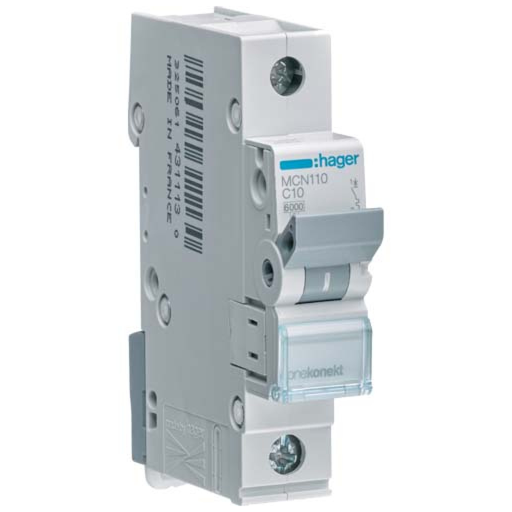 Автоматичний вимикач Hager 1-п. C 10A (6kA) 1M (A) (MCN110) Автоматичний вимикач Hager 1-п. C 10A (6kA) 1M (A) (MCN110)