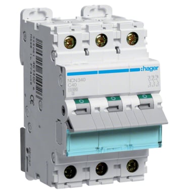 Автоматичний вимикач Hager 3-п. C 40A (10kA) 3M (B) (NCN340) - фото 1