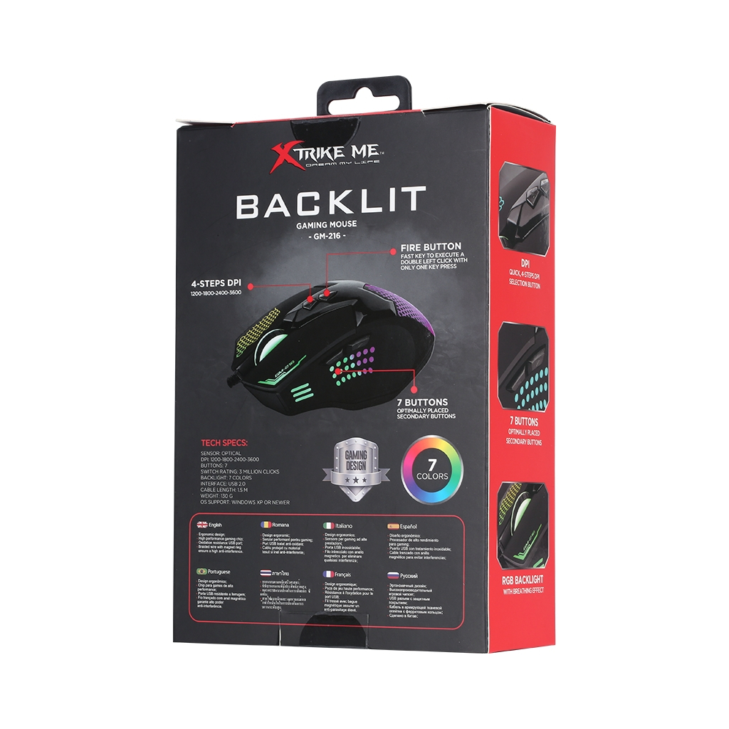 Мишка Xtrike ME GM-216 RGB USB Black (GM-216) - фото 5 Мишка Xtrike ME GM-216 RGB USB Black (GM-216) - фото 5