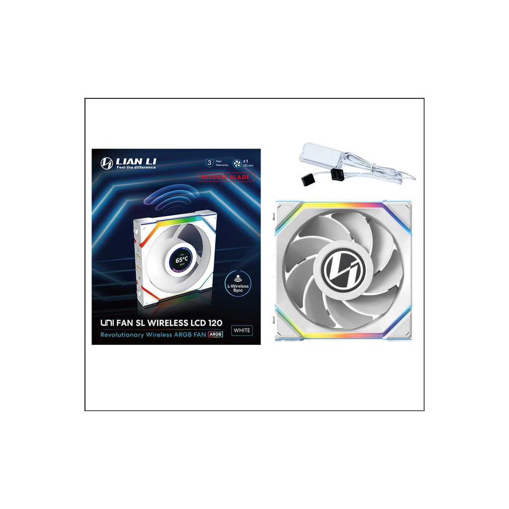 Кулер до корпусу Lian Li Uni Fan SL WIRELESS LCD Reverse, 120-1 (G99.12RSLLCD1W1W.00) - фото 6 Кулер до корпусу Lian Li Uni Fan SL WIRELESS LCD Reverse, 120-1 (G99.12RSLLCD1W1W.00) - фото 6