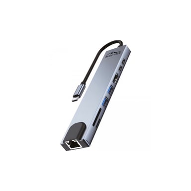 Концентратор Media-Tech USB-C 8-in-1 HDMI 4K/2xUSB-A/2xUSB-C/RJ45/SD/TF/PD 100W USB3.1 (MT5046) - фото 1